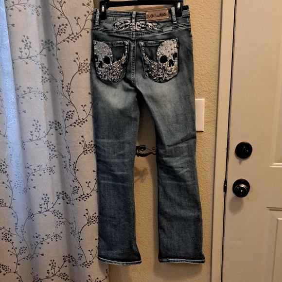 Platinum Plush Skull Lowrise Jeans - Picture 1 of 6